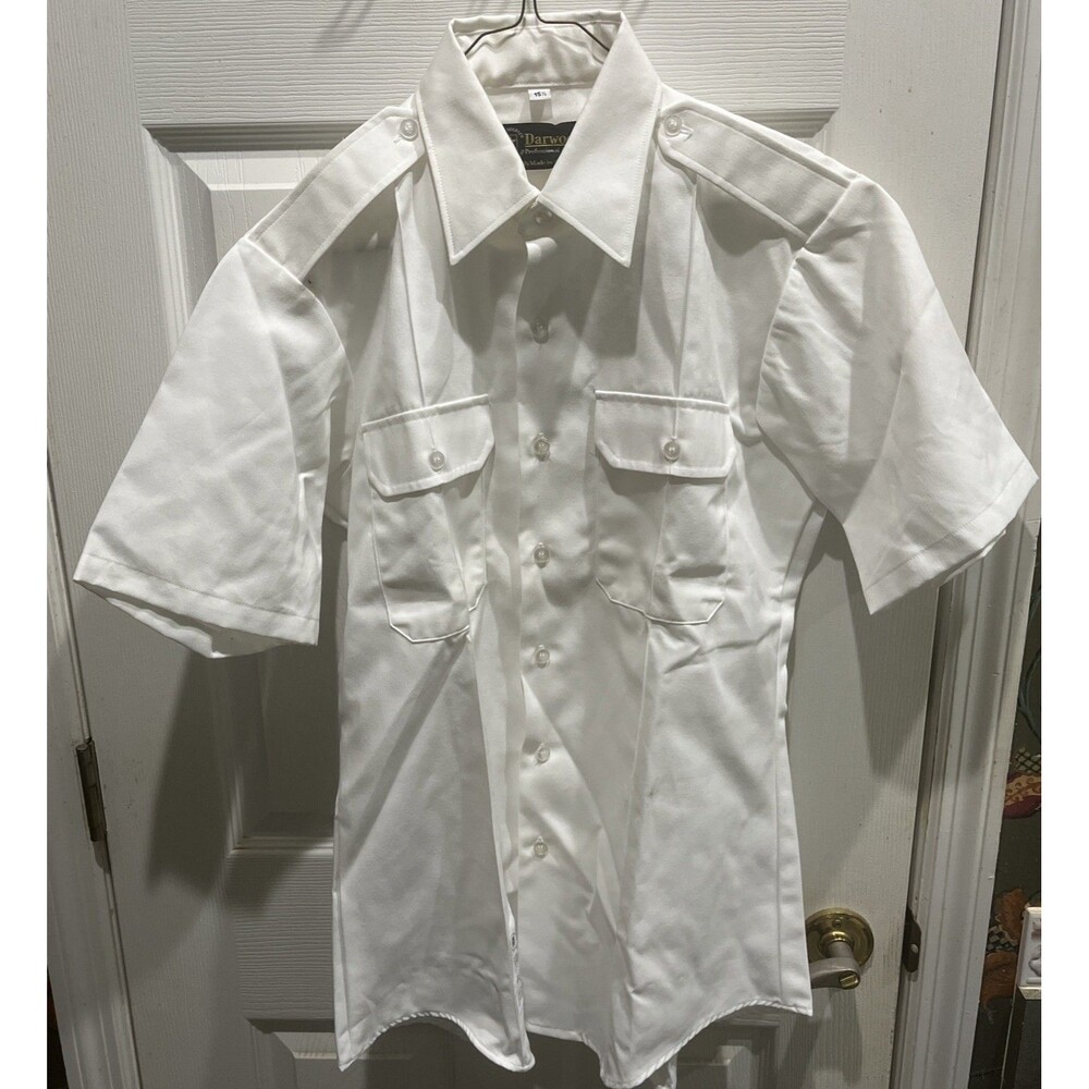 USGI Darwood Men's Army White Long Sleeve Tapered Body Uniform Shirt 15 1/2